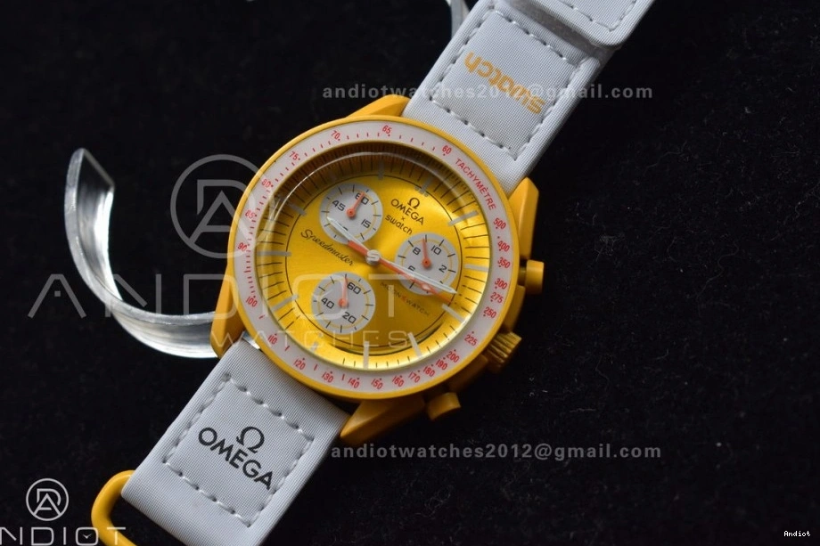 Strap Nylon to Omega on Bioceramic Sun Quartz Moonwatch Swatch x Mission the 0122